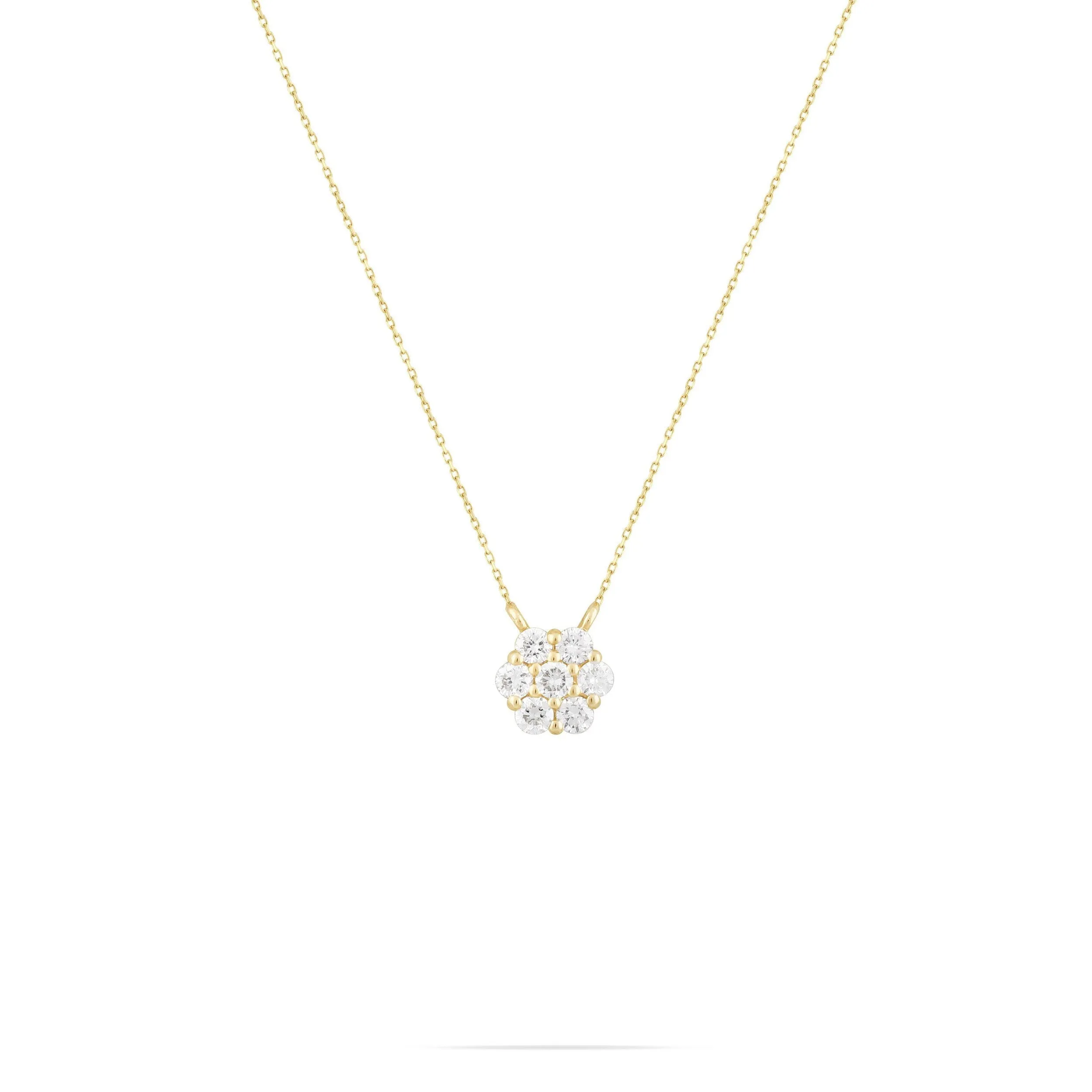 0.21 TCW Round Moissanite Flower Pendant Necklace