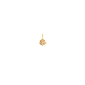 14k Single Midi Bitty Pavé Diamond Flower Charm Pendant