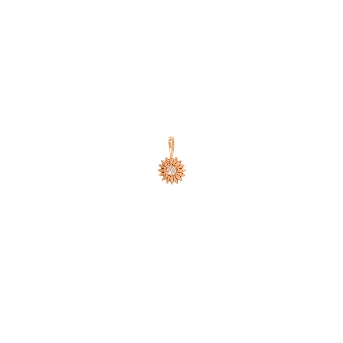 14k Single Midi Bitty Pavé Diamond Flower Charm Pendant