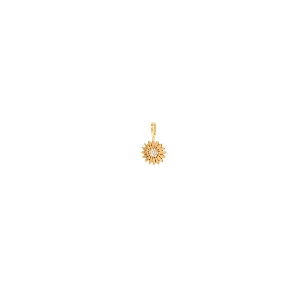 14k Single Midi Bitty Pavé Diamond Flower Charm Pendant