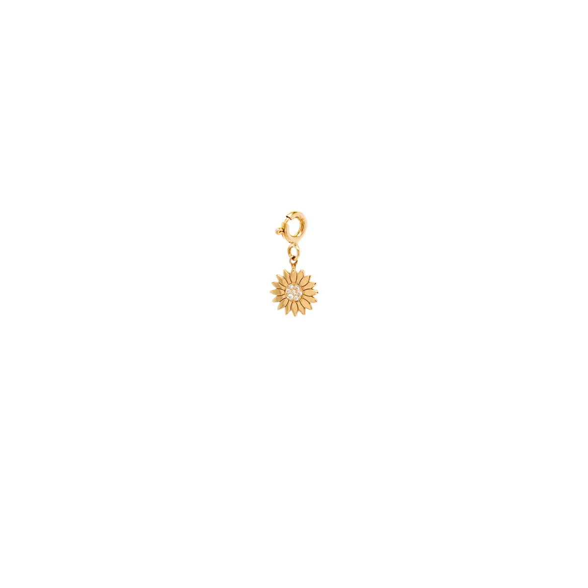 14k Single Midi Bitty Pavé Diamond Flower Charm Pendant