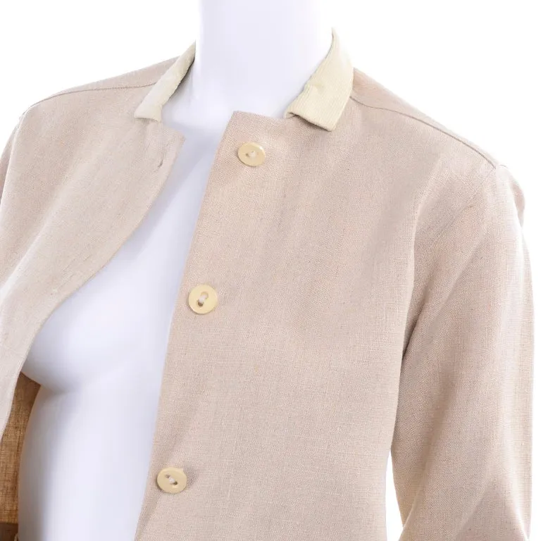 1950s Bill Atkinson Tan Linen Jacket & High Rise Shorts Suit