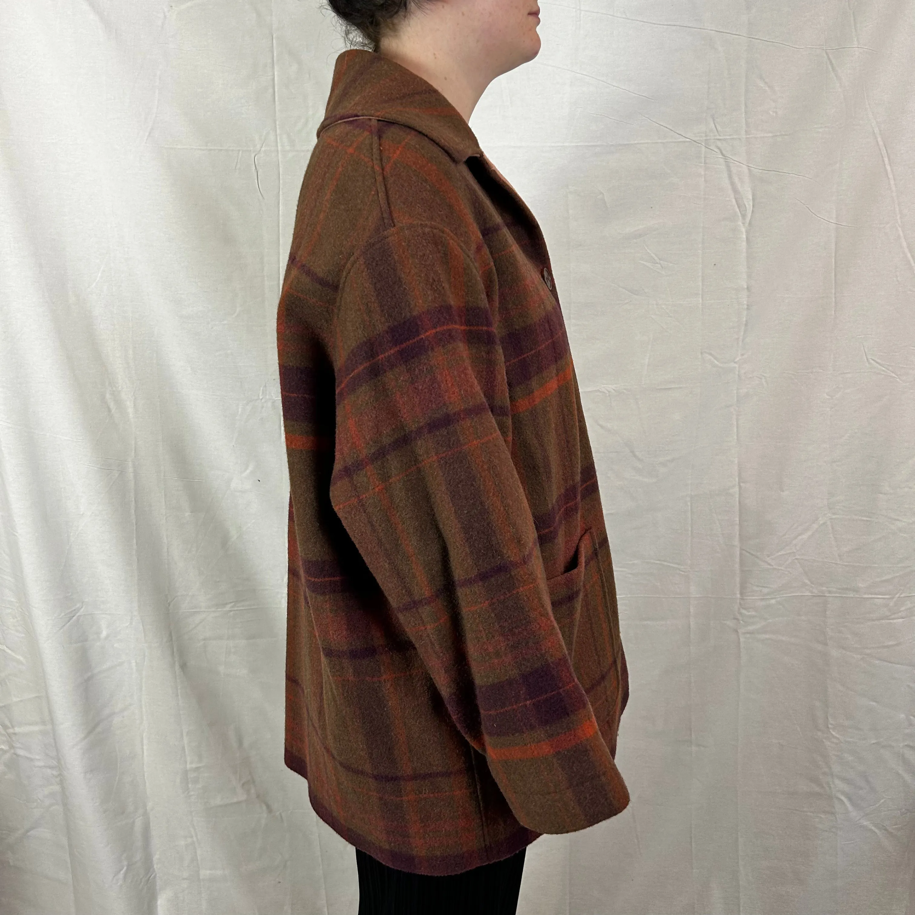 Acne Studios Coffee & Merlot Check Wool & Cashmere Jacket XXS/XS/S/M