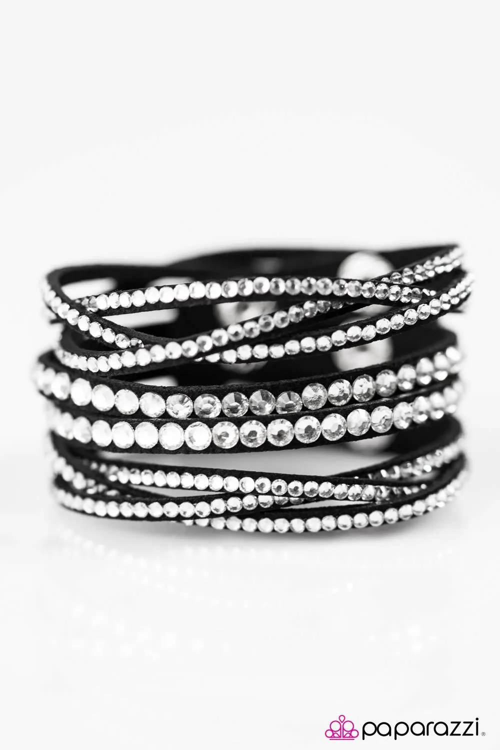 All Hairspray and Glitter Black and White Urban Wrap Snap Bracelet - Paparazzi Accessories