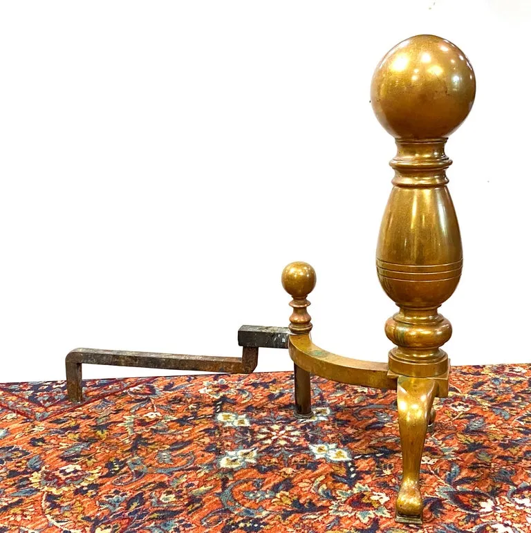 American Aesthetic Movement Brass Andirons