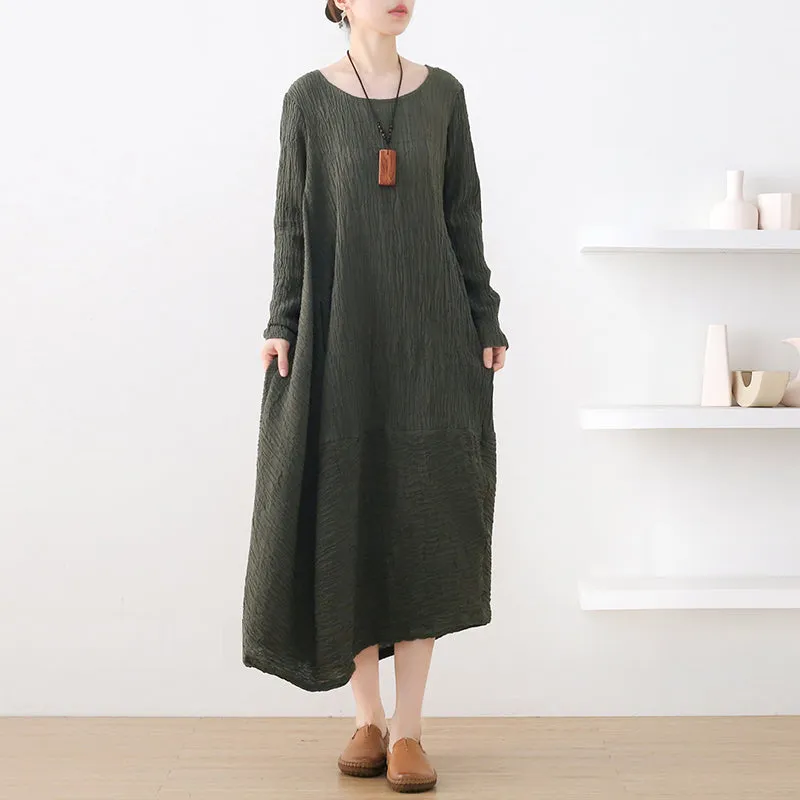 Autumn Retro Irregular Cotton Loose Dress