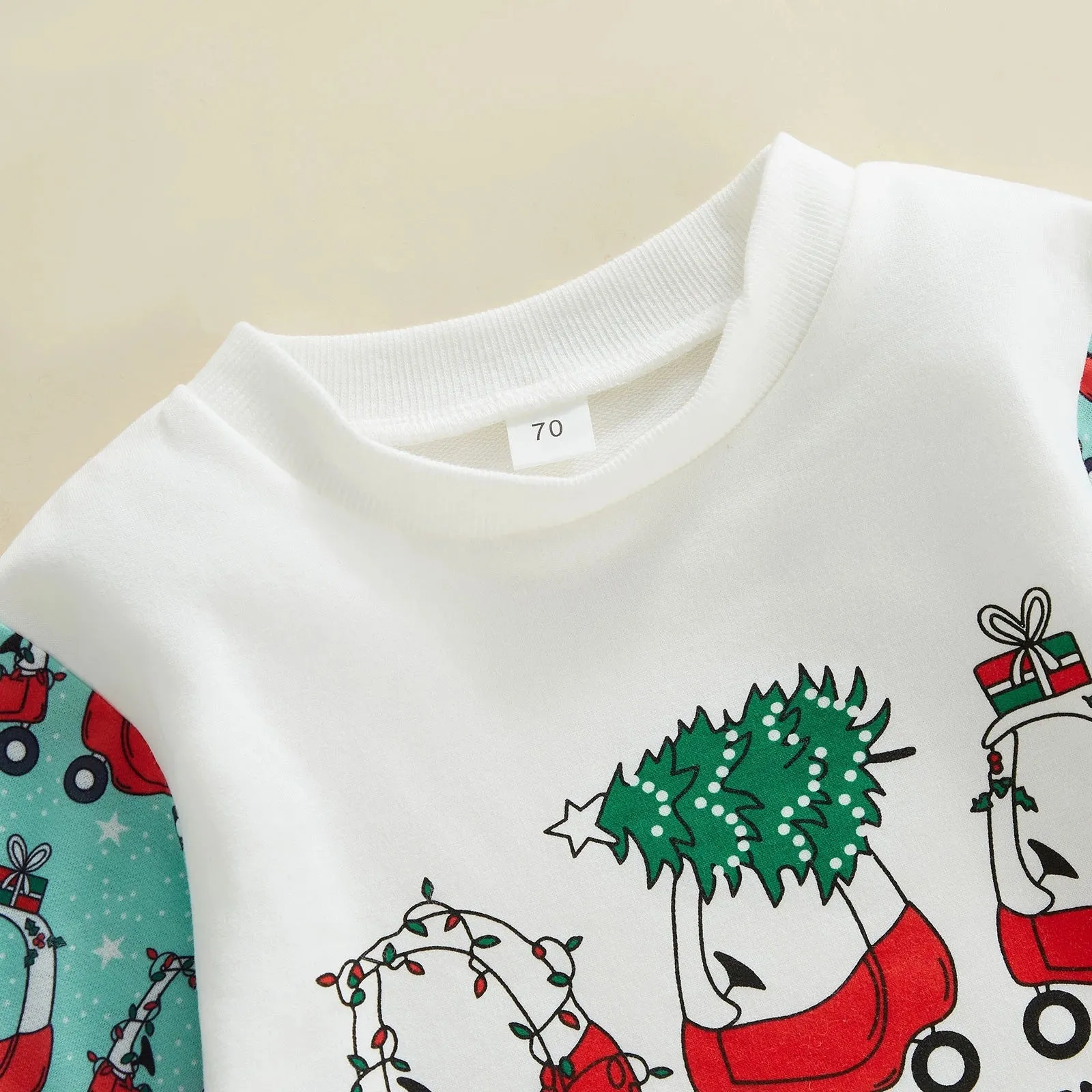 Baby Boys Girls Color Blocking Cartoon Christmas Print Jumpsuit