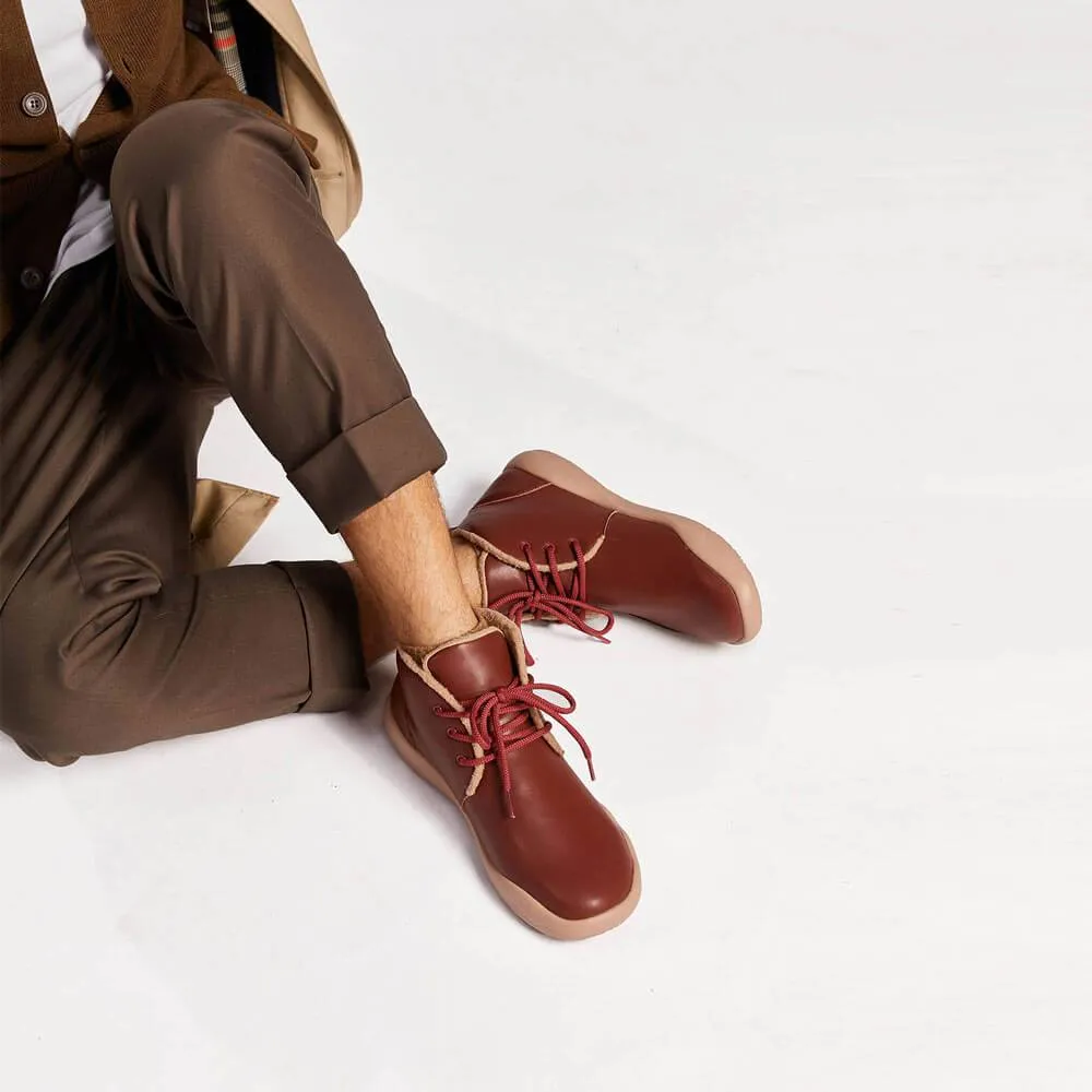 Bilbao Burgundy Split Leather Lace-up Boots Men