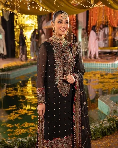 Black Partywear Georgette Sequins Work Salwar Suit UK Next Day