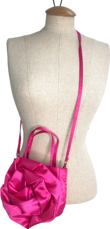 boohoo Pink Satin Flower Bag One Size