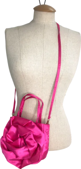 boohoo Pink Satin Flower Bag One Size