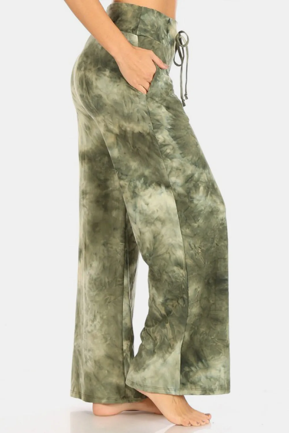 Buttery Soft Printed Drawstring Pants Green