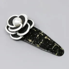 Camellia Flower Tweed Fabric Hair Clip