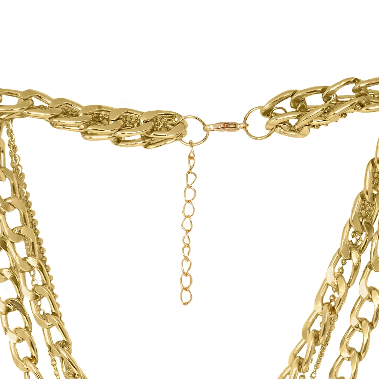 Chain Link Medallion Layered Gold Necklace