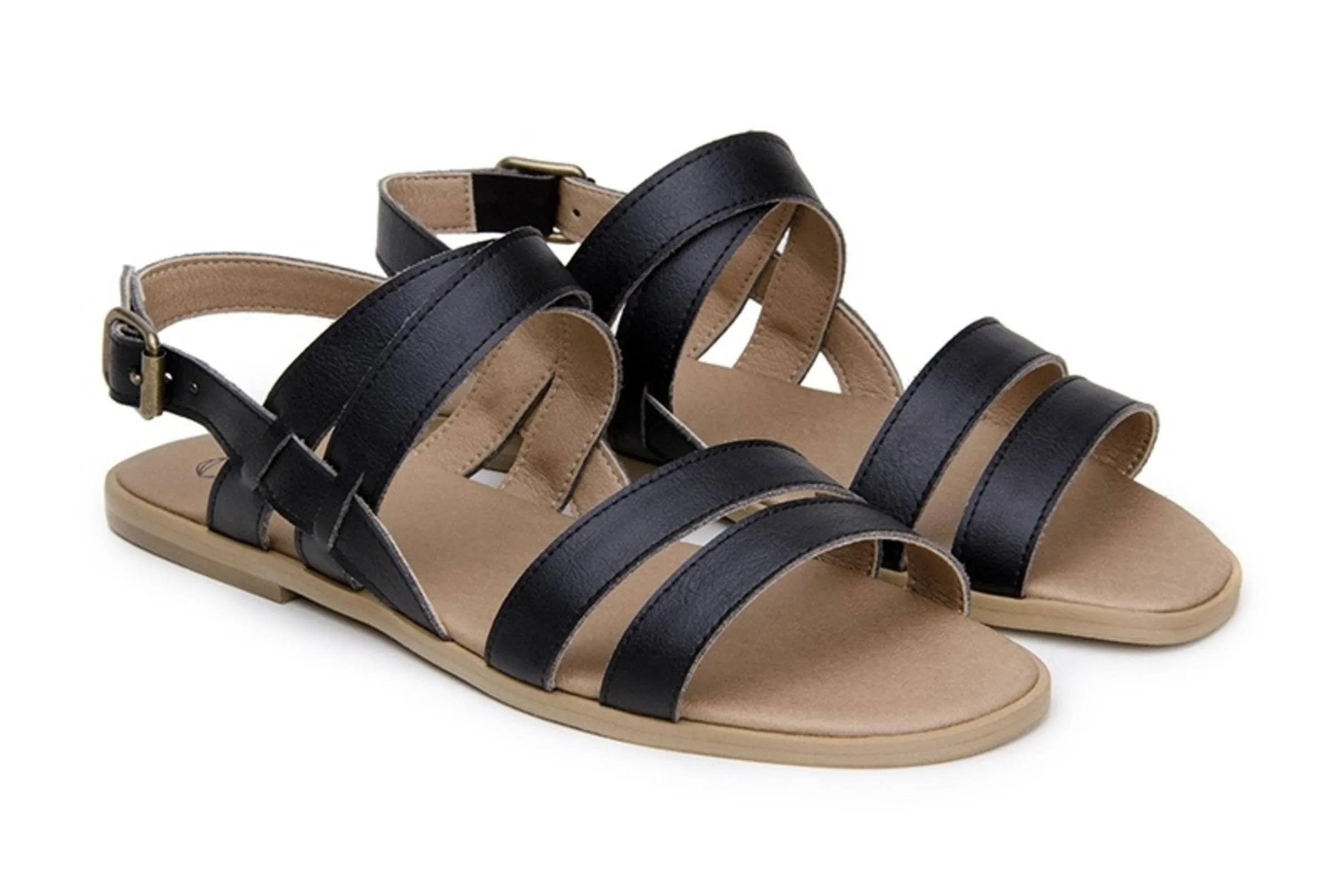 'Cristina' women's vegan sandals by Ahimsa - black