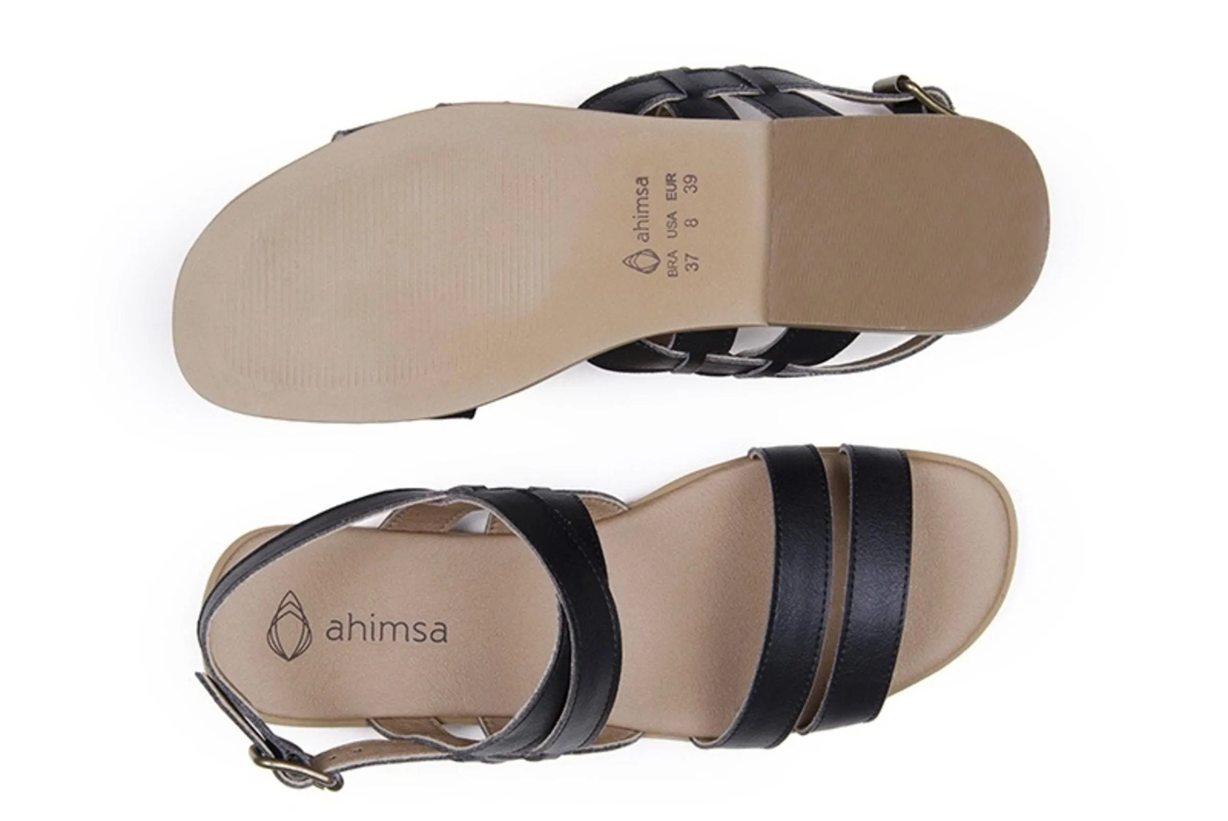 'Cristina' women's vegan sandals by Ahimsa - black