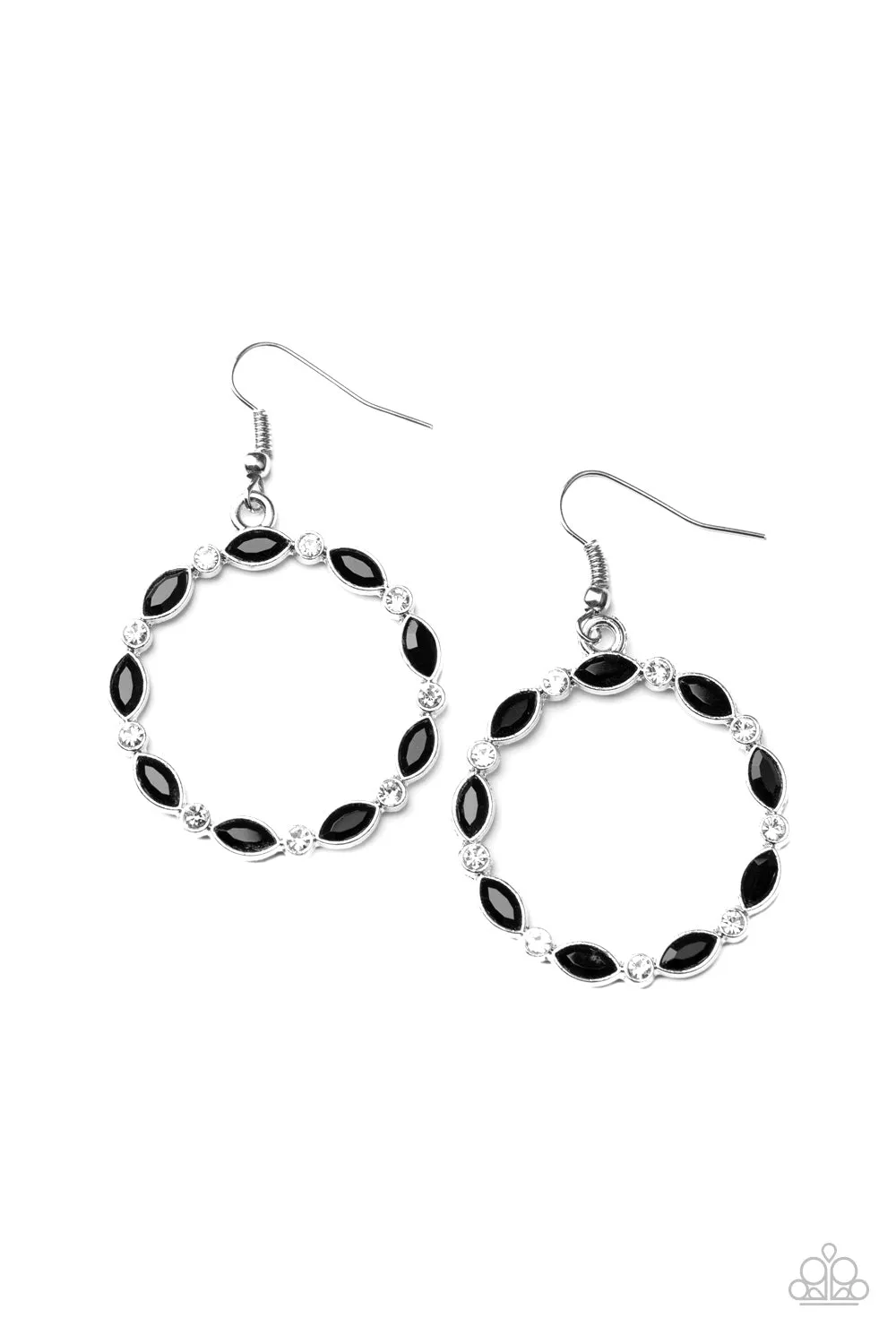 Crystal Circlets - Black Earring