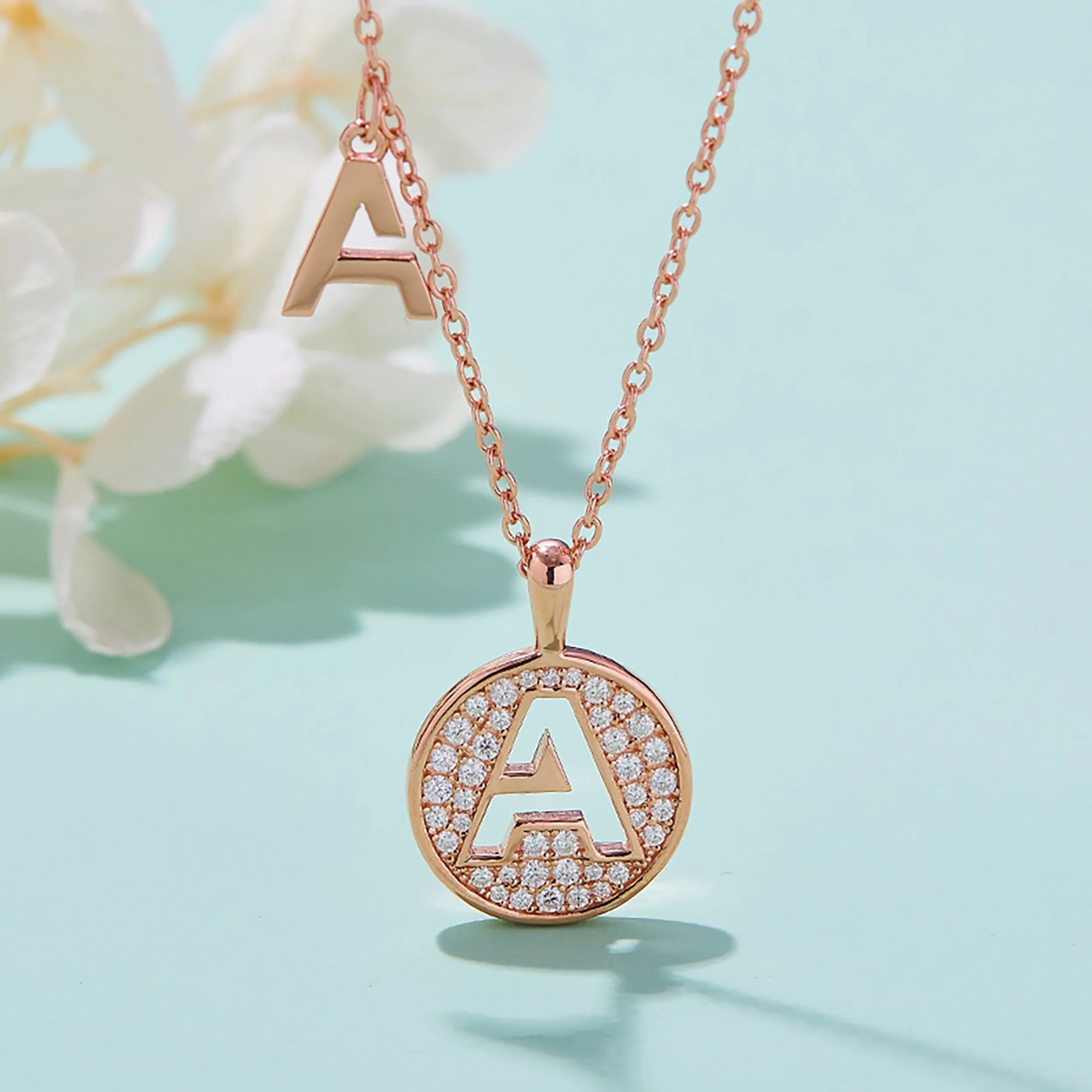 Customized A Letter Moissanite Diamond Necklace