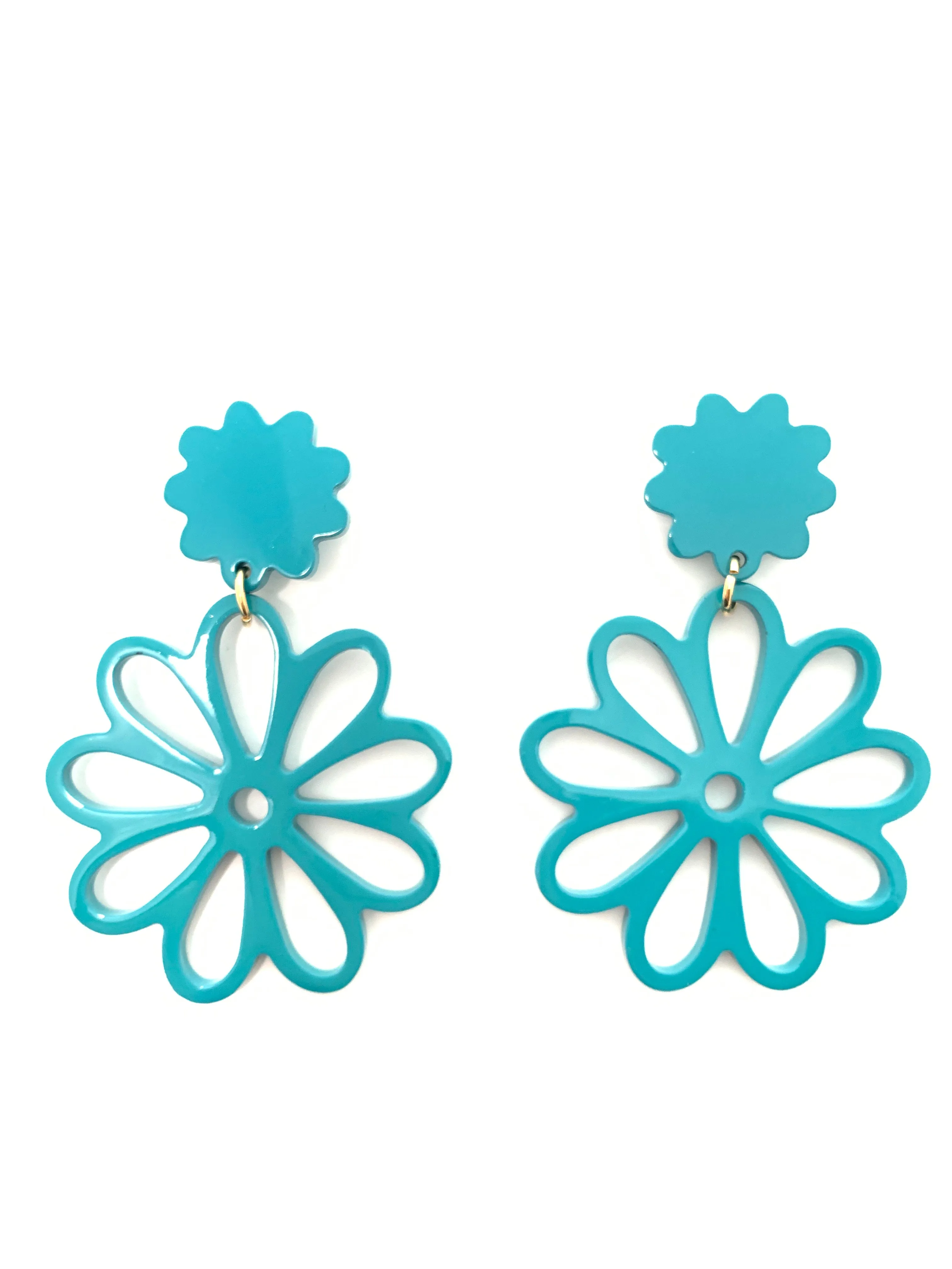 Dahlia Earrings in Peacock Blue