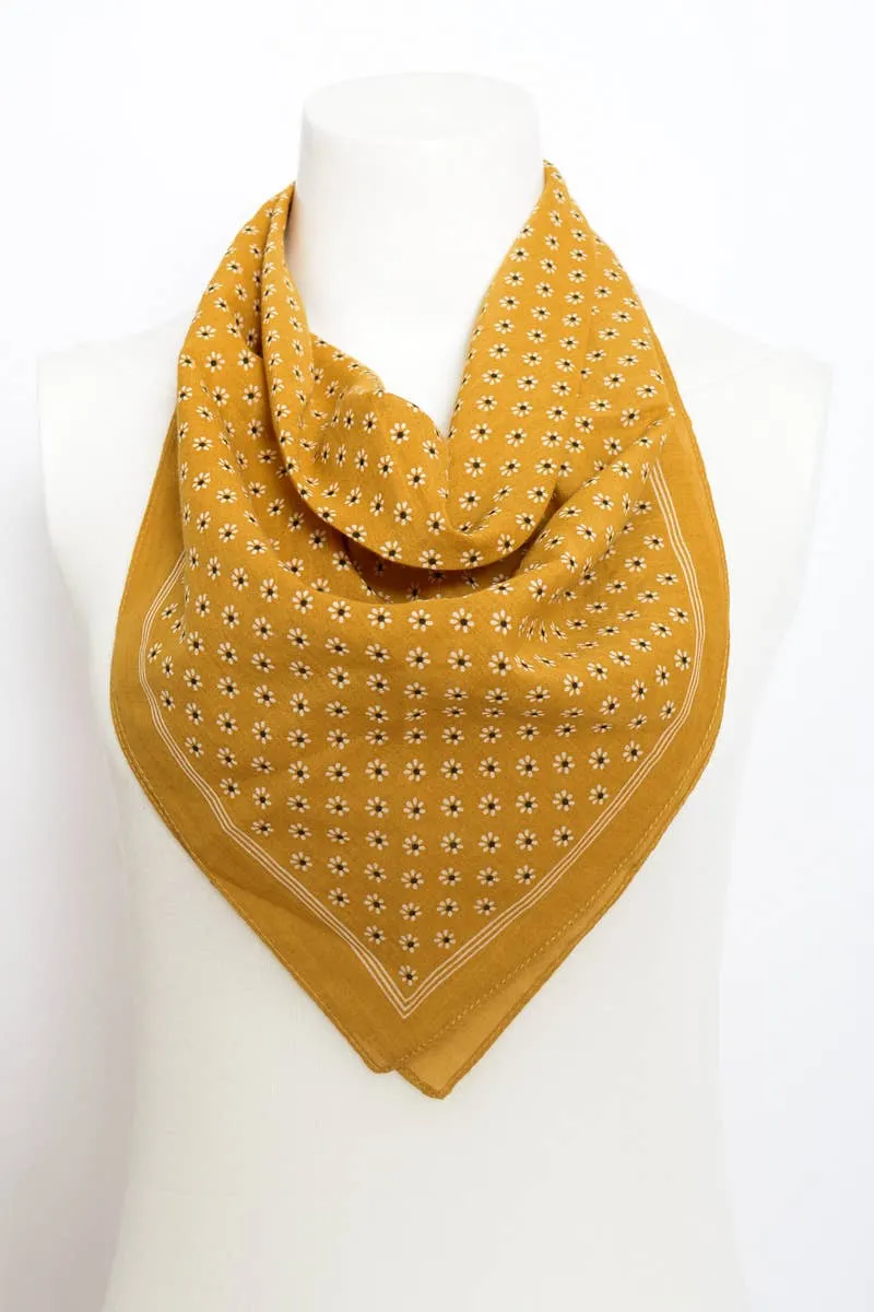 Daisy Fields Square Bandana - Yellow