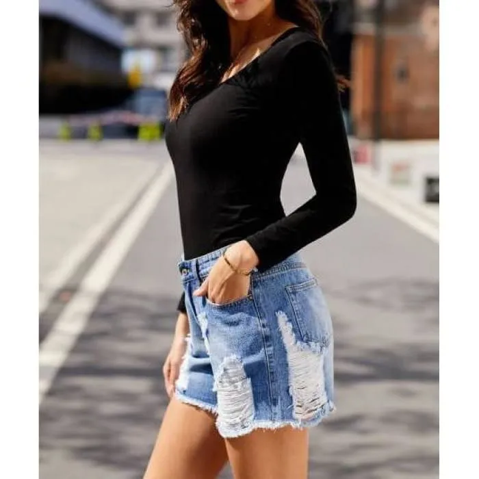 Distressed Jean Shorts