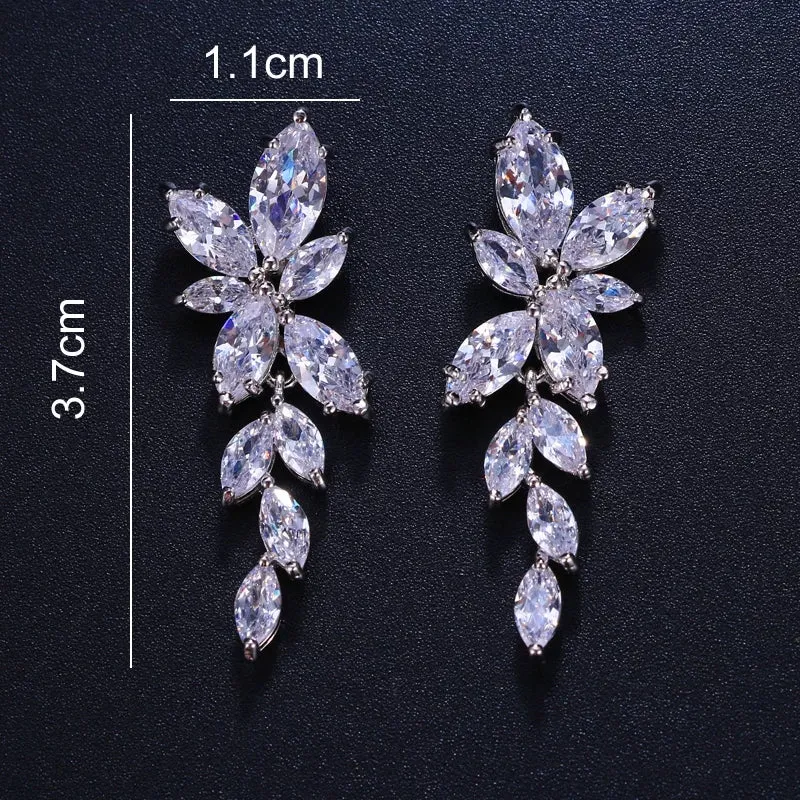 Elegant CZ Crystal Drop Dangle Earrings - 3 Variants