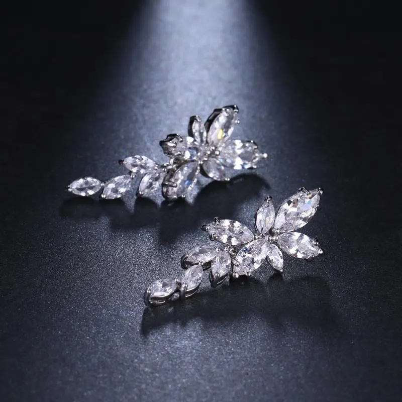 Elegant CZ Crystal Drop Dangle Earrings - 3 Variants