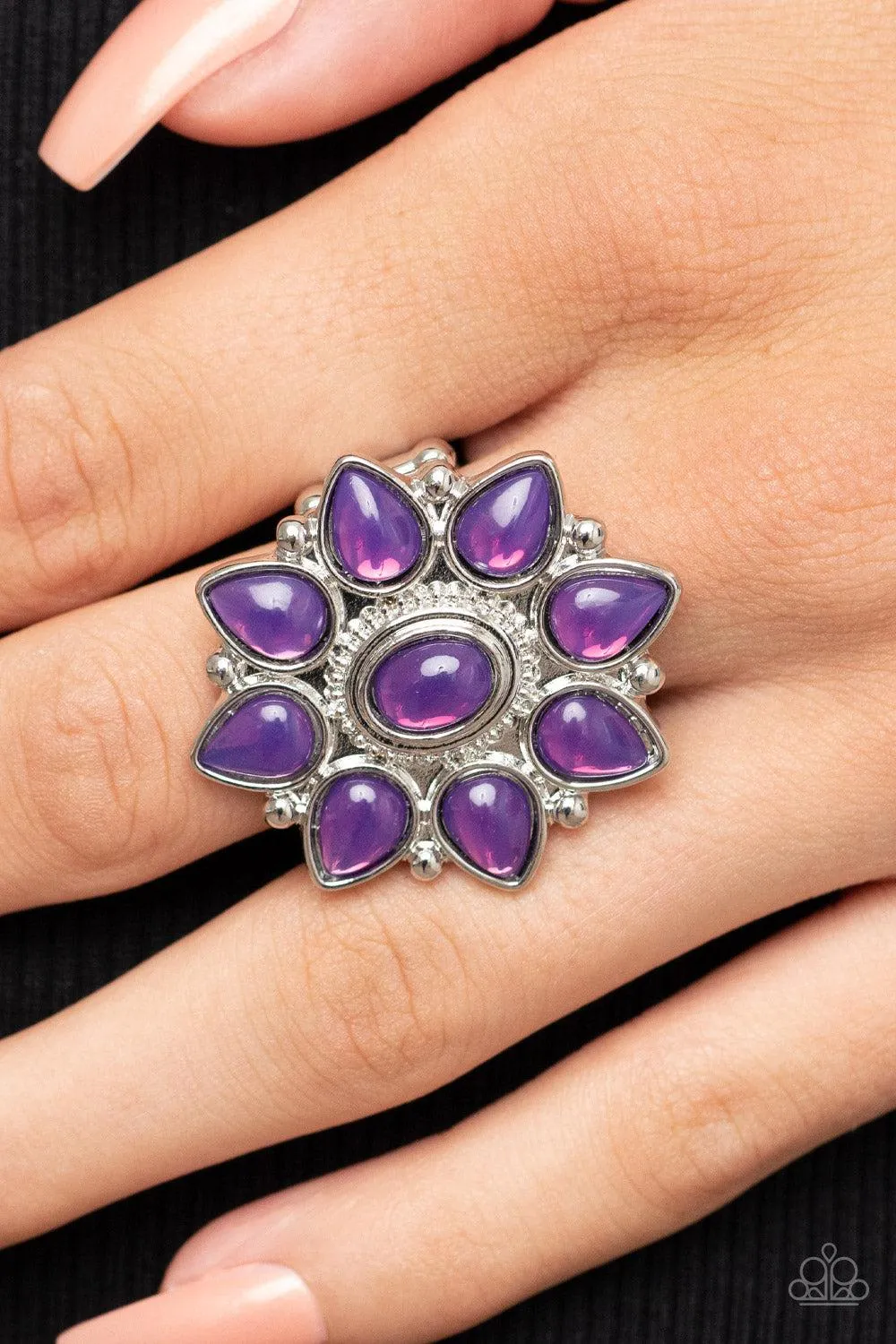 Enchanted Orchard Purple Flower Ring - Paparazzi Accessories