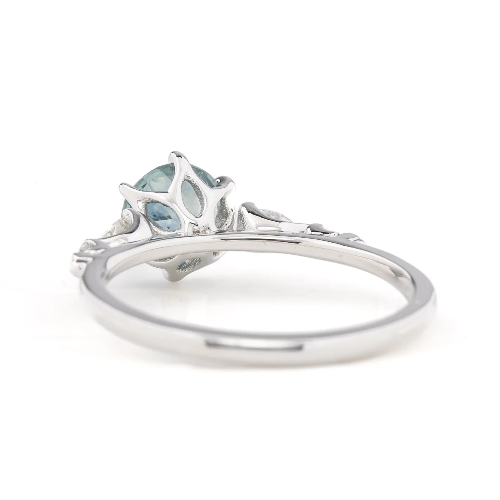 Estel Fleur Petal Ring 1.38ct Light Blue Montana Sapphire, 14k White Gold (One of a kind)