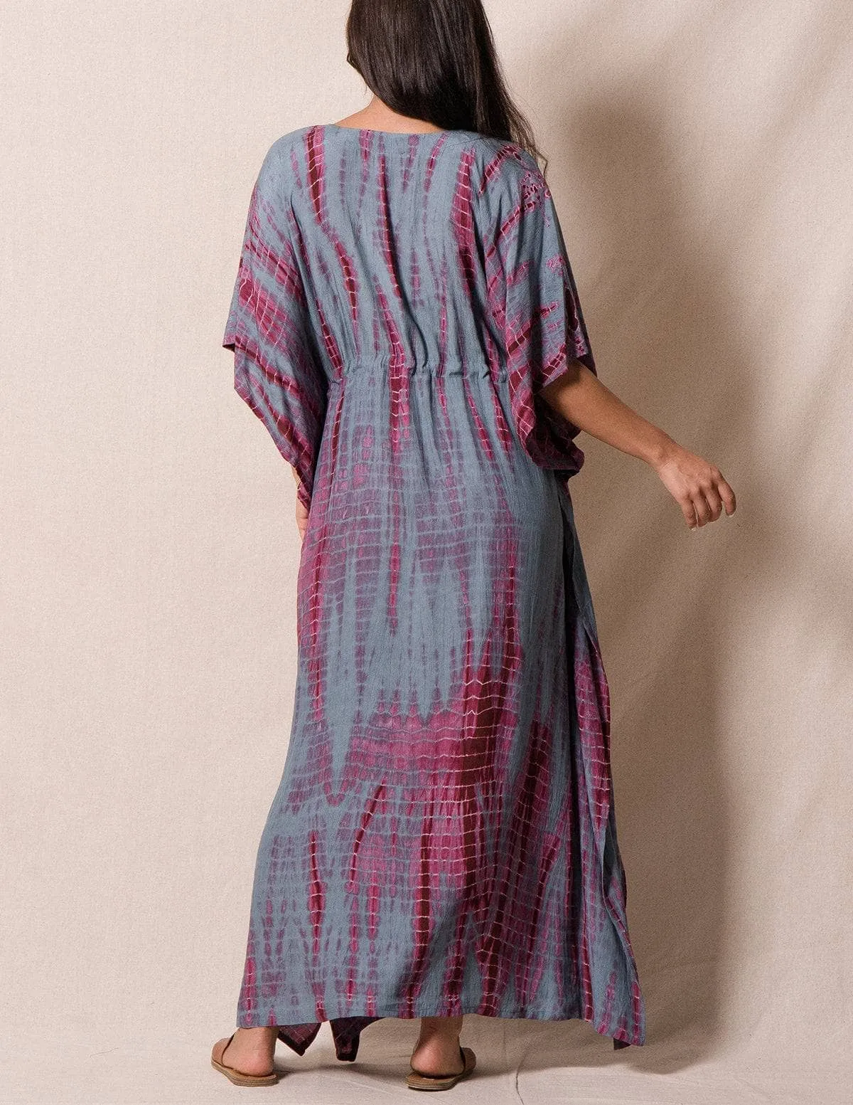 Fair Trade Tie-Dye Kaftan - Greyberry - As-Is-Clearance