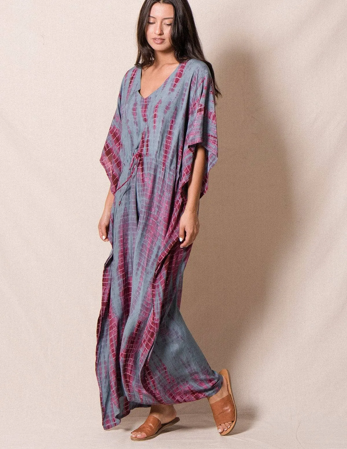 Fair Trade Tie-Dye Kaftan - Greyberry - As-Is-Clearance