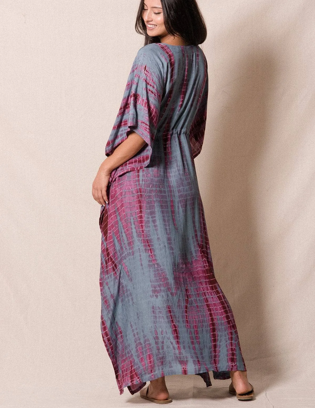 Fair Trade Tie-Dye Kaftan - Greyberry - As-Is-Clearance