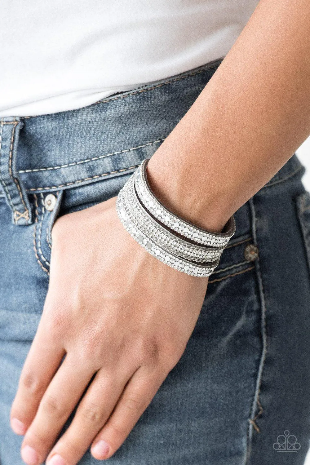 Fashion Fanatic Silver Urban Wrap Snap Bracelet - Paparazzi Accessories