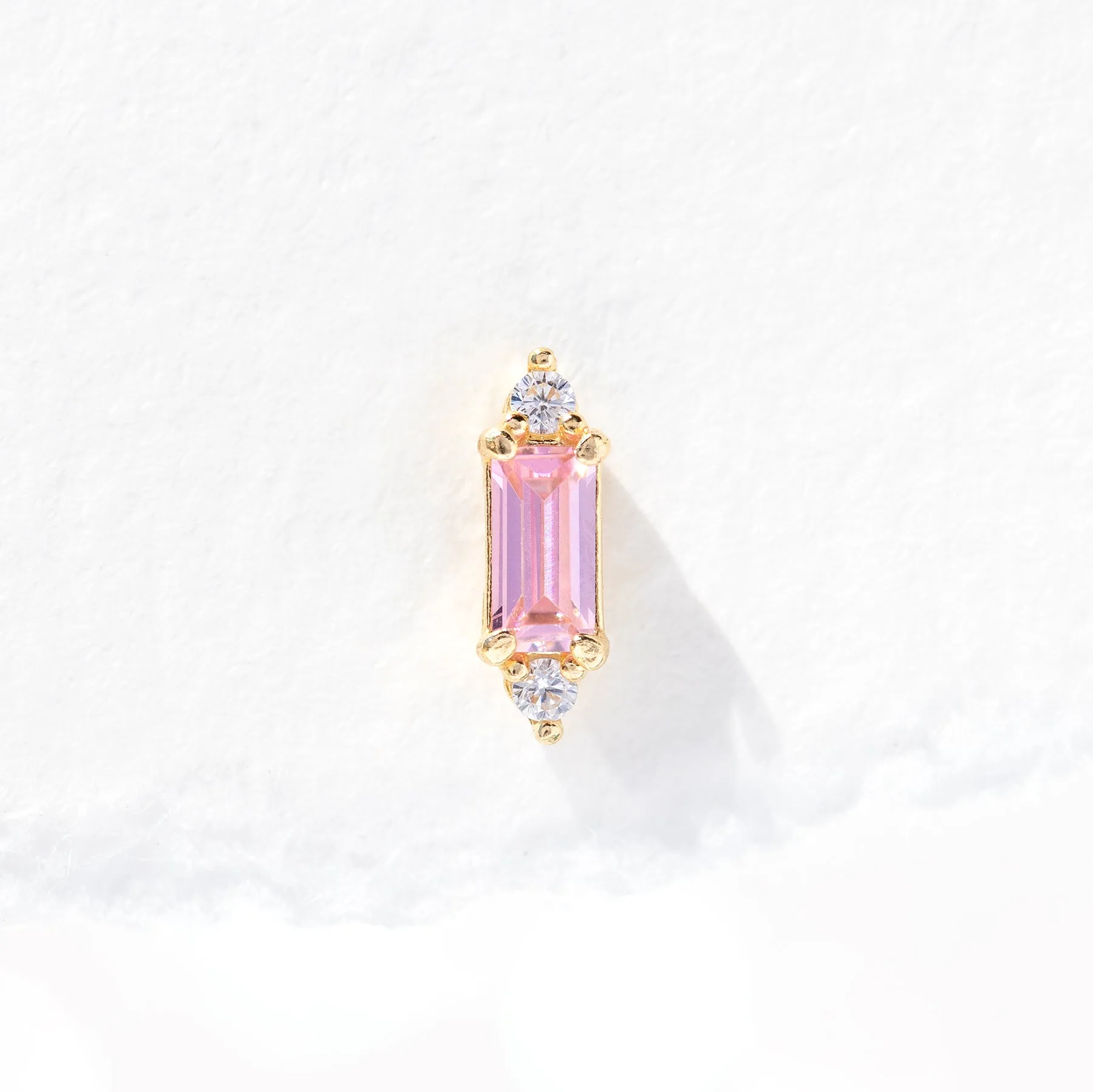 Fine Pink Baguette Stud