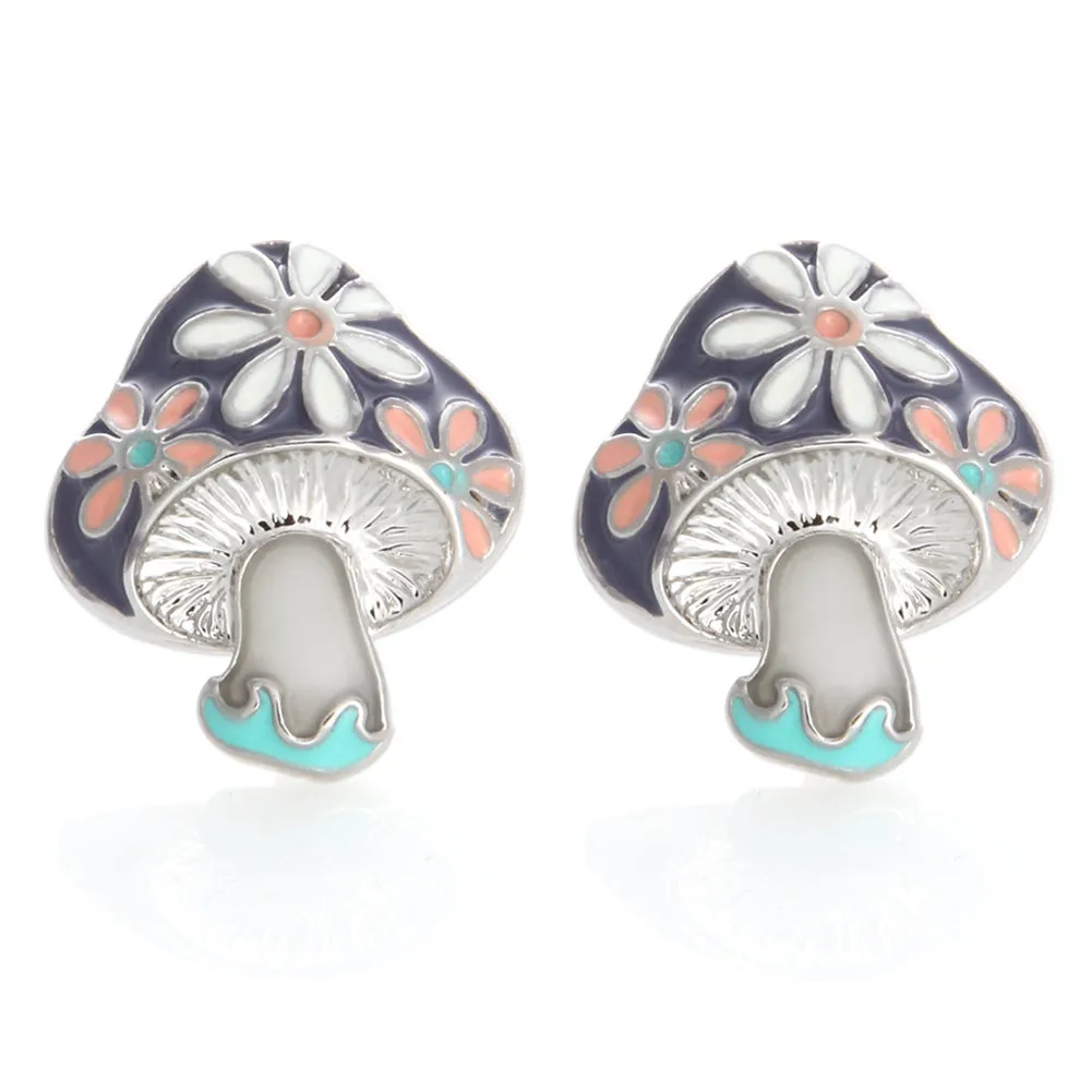 Floral Mushroom Stud Earrings