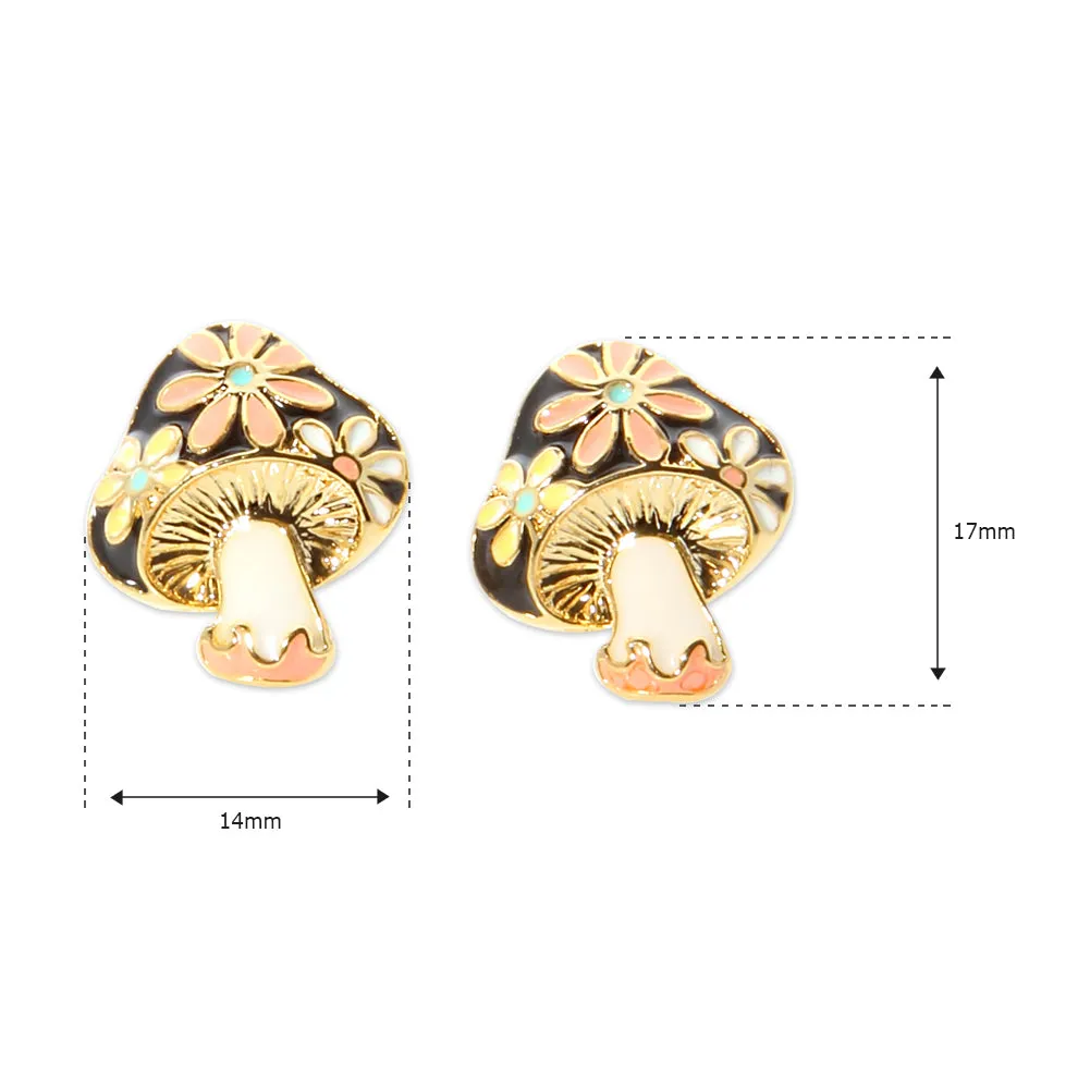 Floral Mushroom Stud Earrings