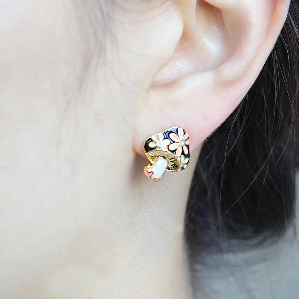 Floral Mushroom Stud Earrings