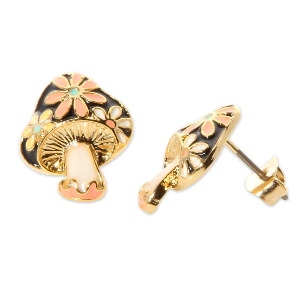 Floral Mushroom Stud Earrings