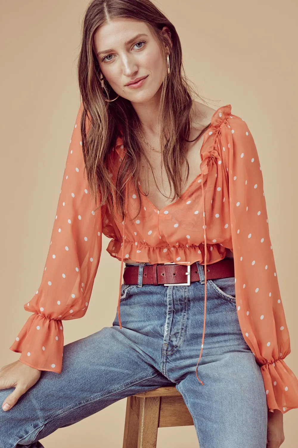 For Love and Lemons Analisa Polka Dot Blouse