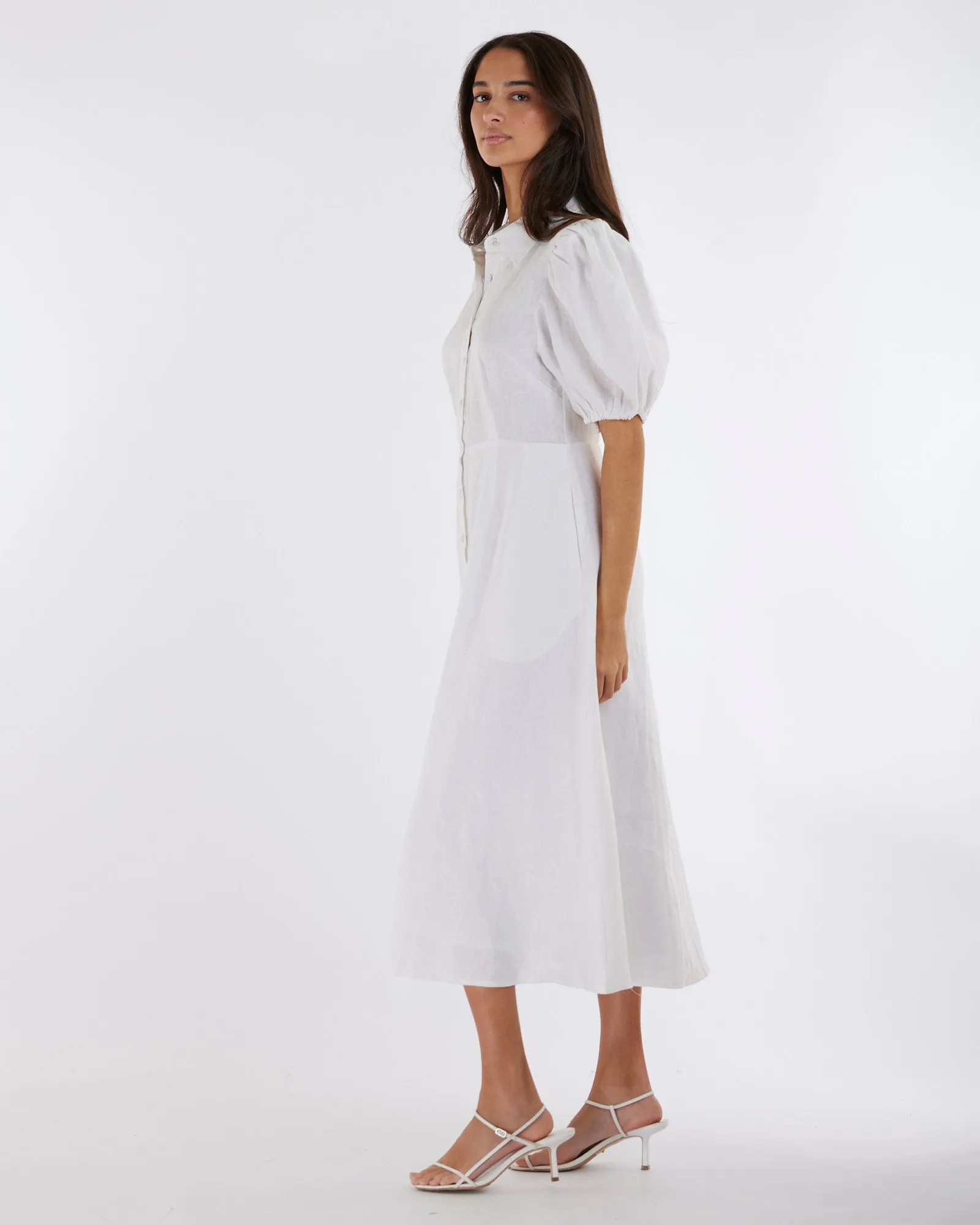 Julius Linen Midi Dress - White