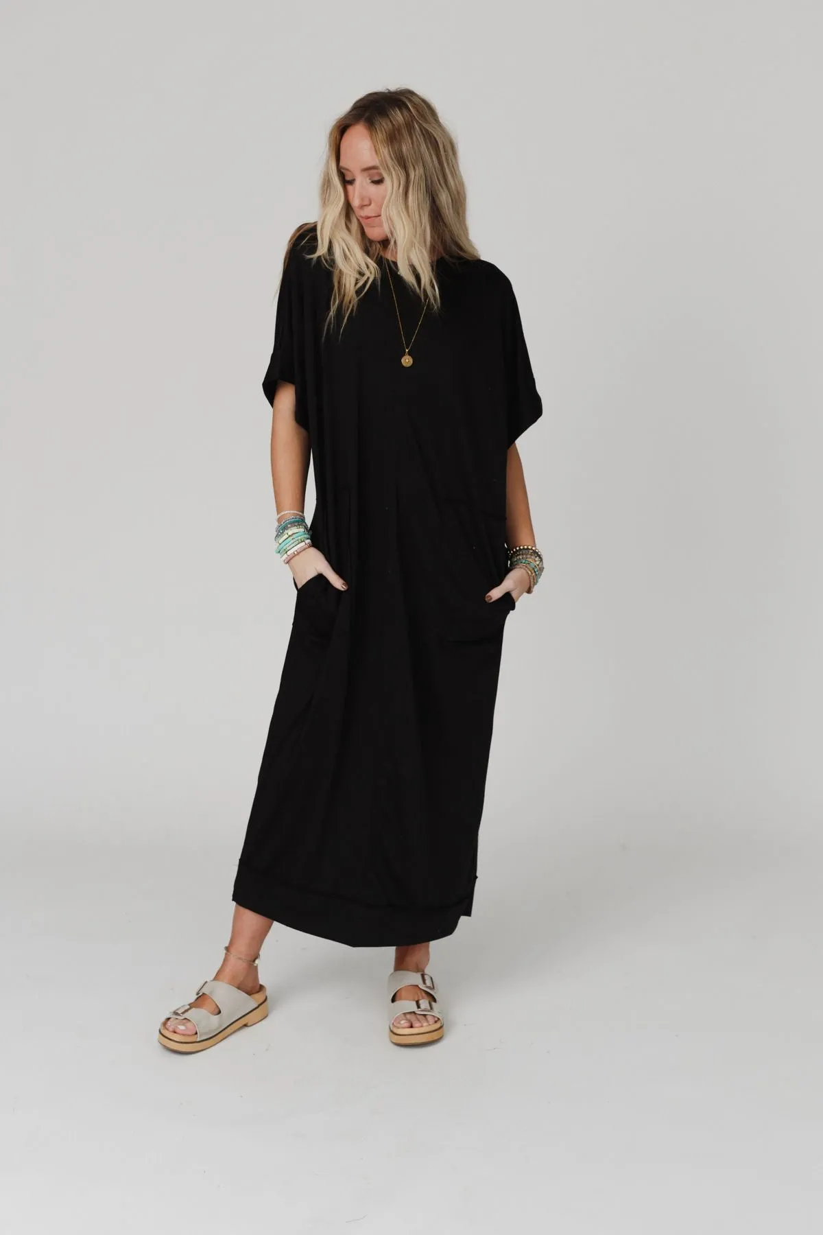 Laurel Short Sleeve Maxi Dress - Black