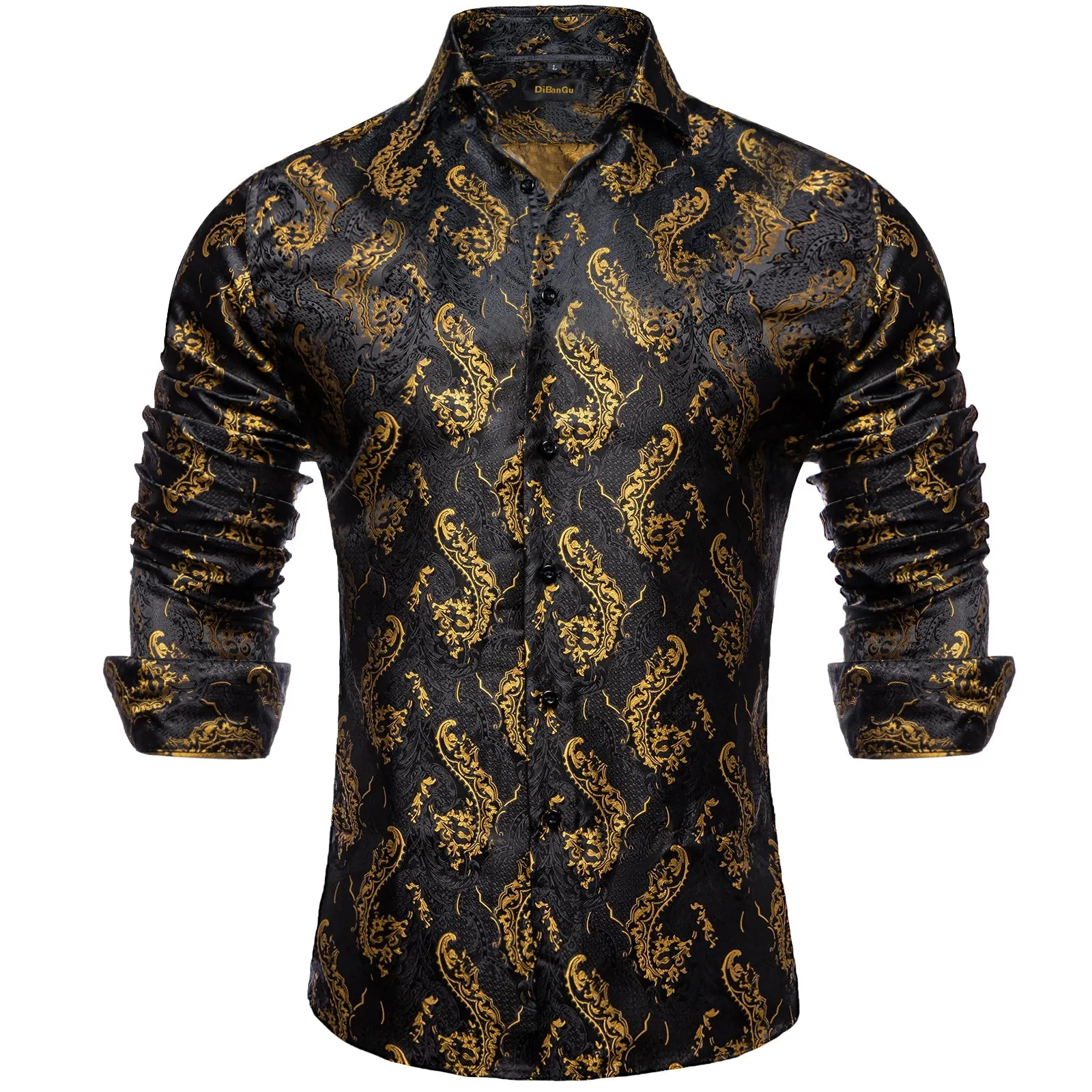 Luxury Men's Long Sleeve Shirts Red Green Blue Paisley Wedding Prom Party Casual Social Shirts Blouse Slim Fit Men's Clothing