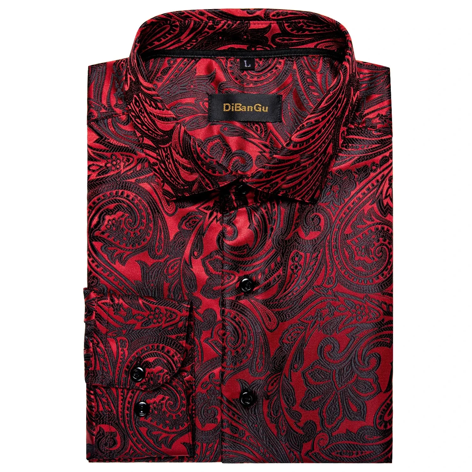 Luxury Men's Long Sleeve Shirts Red Green Blue Paisley Wedding Prom Party Casual Social Shirts Blouse Slim Fit Men's Clothing