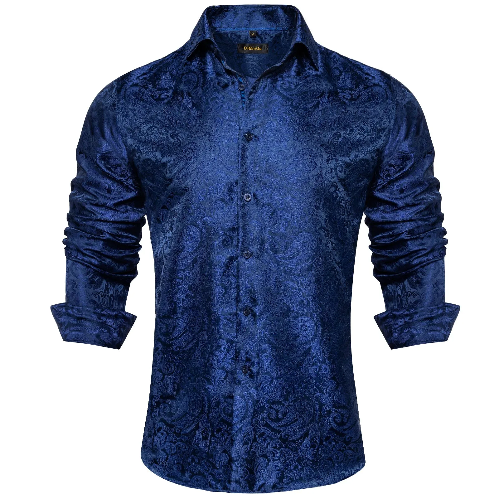 Luxury Men's Long Sleeve Shirts Red Green Blue Paisley Wedding Prom Party Casual Social Shirts Blouse Slim Fit Men's Clothing