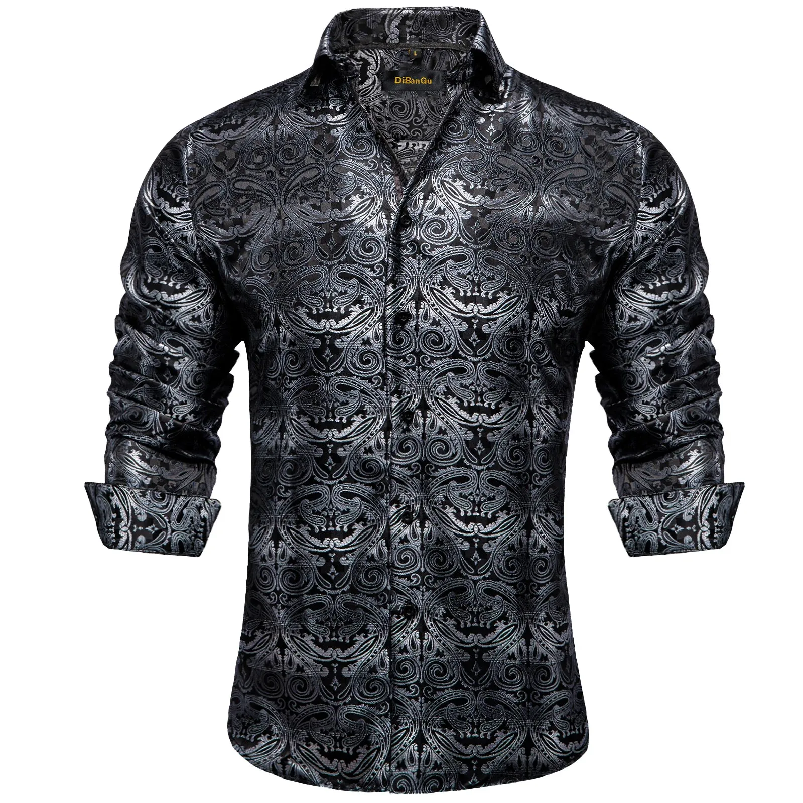 Luxury Men's Long Sleeve Shirts Red Green Blue Paisley Wedding Prom Party Casual Social Shirts Blouse Slim Fit Men's Clothing