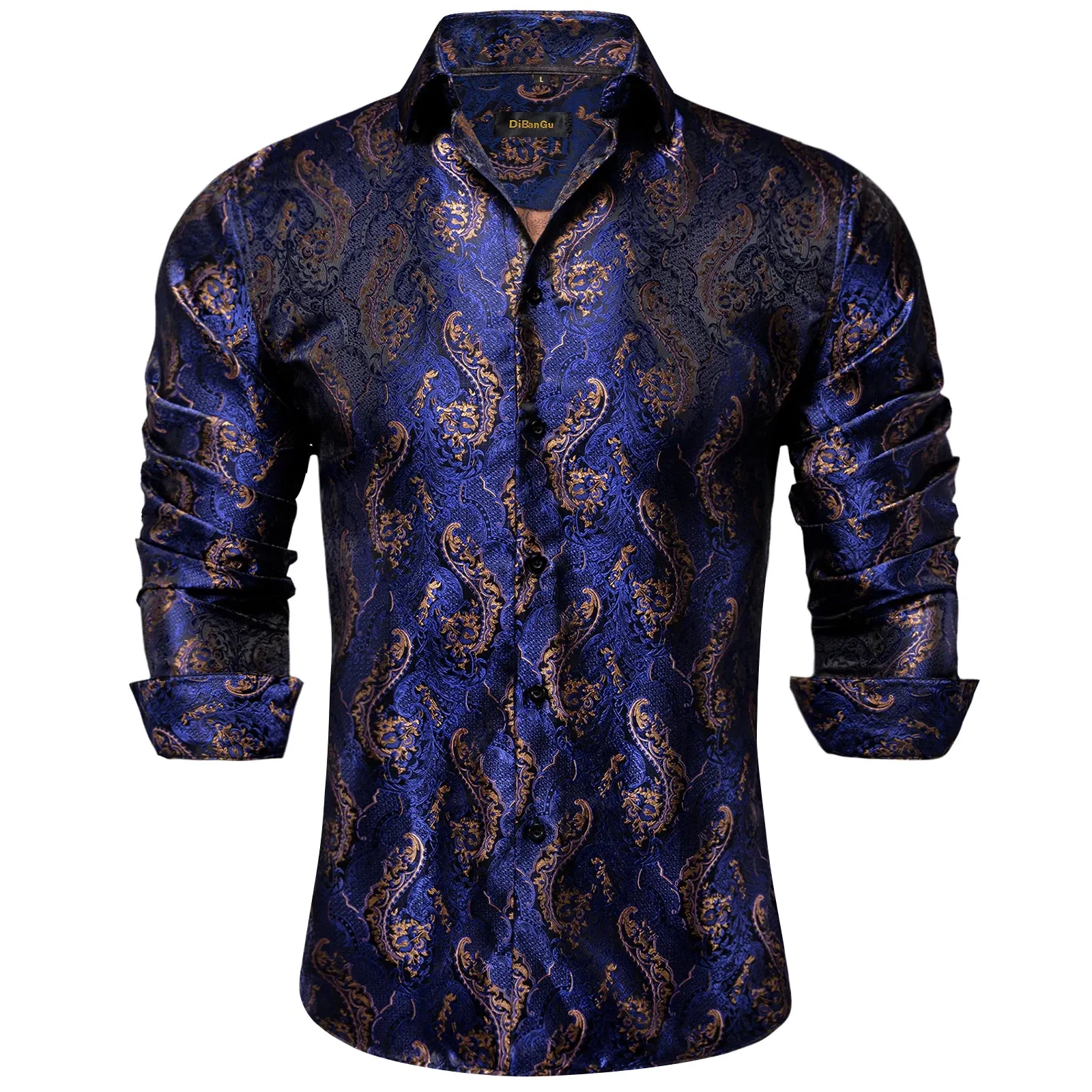 Luxury Men's Long Sleeve Shirts Red Green Blue Paisley Wedding Prom Party Casual Social Shirts Blouse Slim Fit Men's Clothing