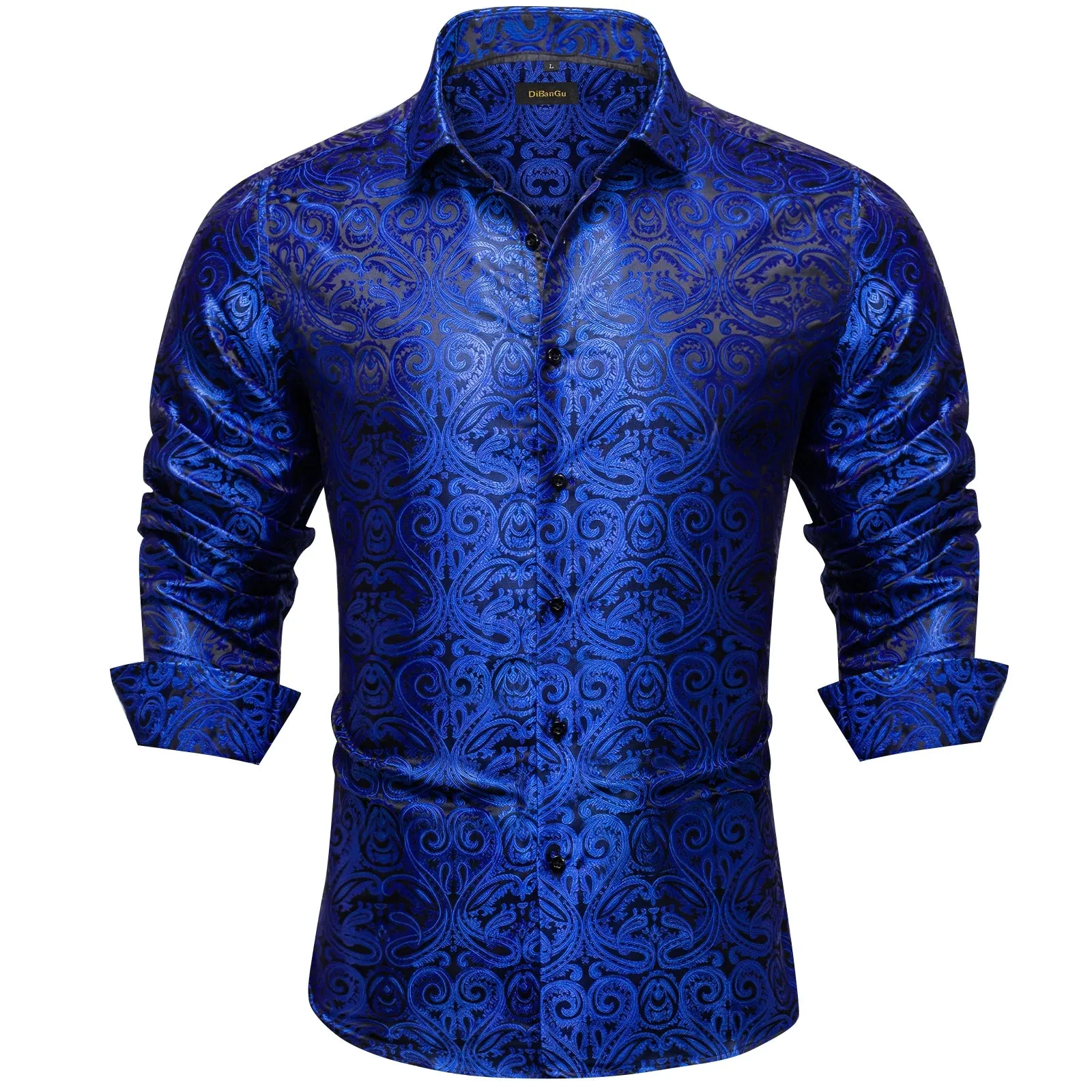 Luxury Men's Long Sleeve Shirts Red Green Blue Paisley Wedding Prom Party Casual Social Shirts Blouse Slim Fit Men's Clothing