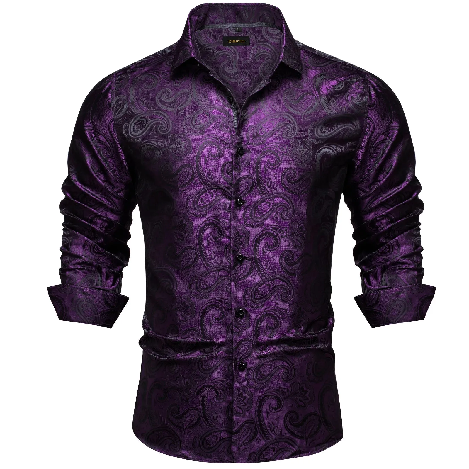 Luxury Men's Long Sleeve Shirts Red Green Blue Paisley Wedding Prom Party Casual Social Shirts Blouse Slim Fit Men's Clothing