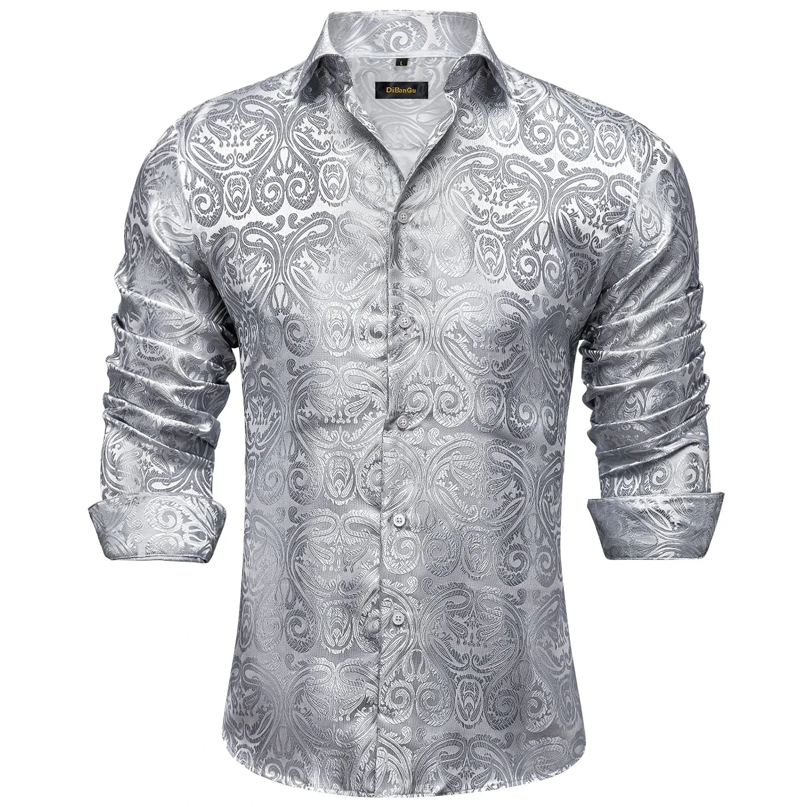 Luxury Men's Long Sleeve Shirts Red Green Blue Paisley Wedding Prom Party Casual Social Shirts Blouse Slim Fit Men's Clothing