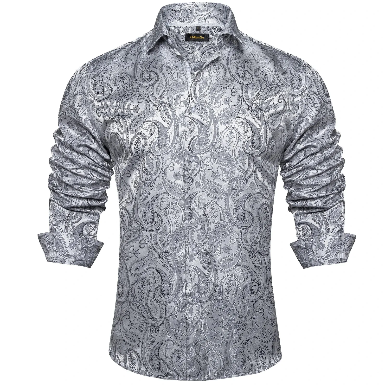 Luxury Men's Long Sleeve Shirts Red Green Blue Paisley Wedding Prom Party Casual Social Shirts Blouse Slim Fit Men's Clothing